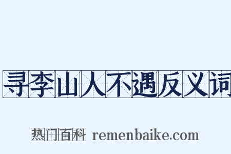 寻李山人不遇反义词是什么意思的图片